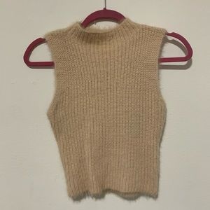 ZARA Faux Angora Mock Neck Sleeveless Sweater